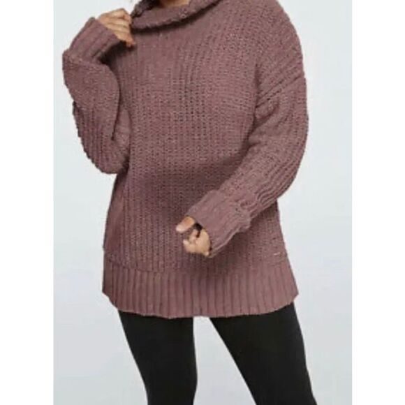 Victoria Secret PINK Boyfriend Chunky KnitMock Turtleneck Sweater large Good Con - Picture 2 of 6